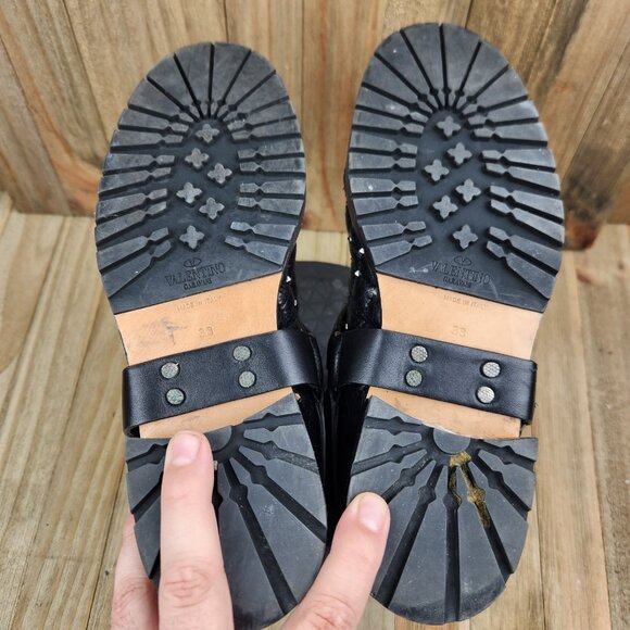 Womens Valentino Garavani Size 8 Eu 38 Leather Quilted Rock Stud Biker Boots - Picture 12 of 13